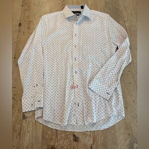 NICK GRAHAM MEN’S MODERN FIT STRETCH DRESS SHIRT. Small white, blue, red